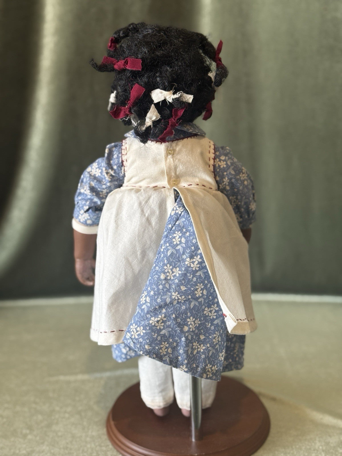 OOAK Artist Handmade Clay Stockinette 15” Doll “Eliza” with Topsy Turvy Doll Box