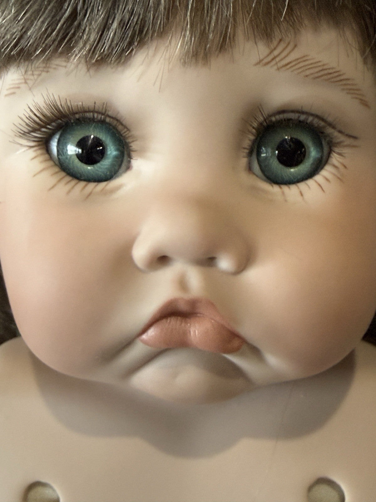 Porcelain Cindy Marschner Kimmie Porcelain Doll with Wooden Chair