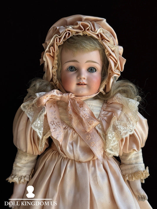Rare Antique German 18” Early Kestner Square Teeth Bisque Shoulder Head Doll