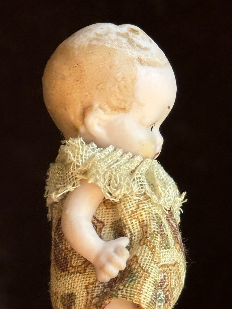 Antique German Hertwig Miniature 2.25" All Bisque Dollhouse Doll
