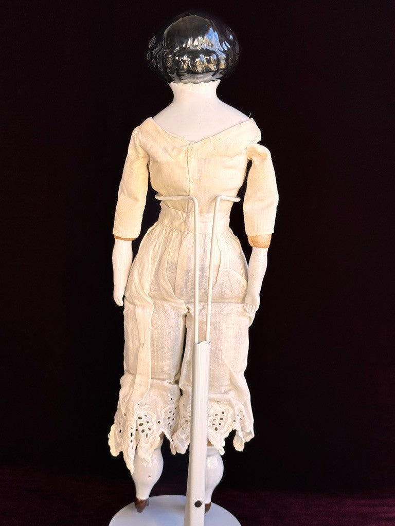 Antique German 16.5” Flat Top Highbrow China Shoulder Head Doll