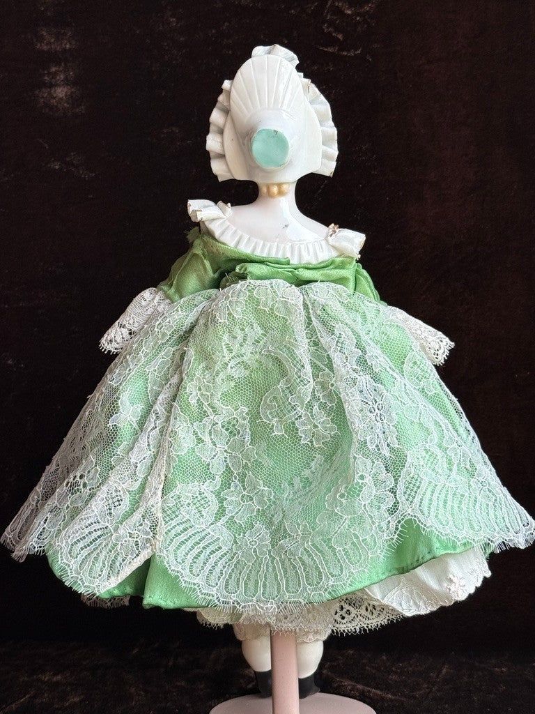 Vintage Japan (?) Cabinet Size 11.75” Dresden Style Molded Lace China Bust Doll