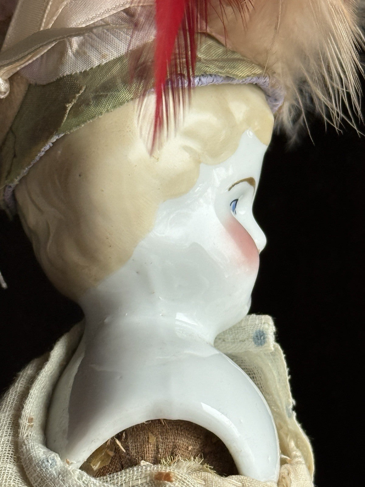 Antique German 14” Lowbrow China Shoulder Head Doll