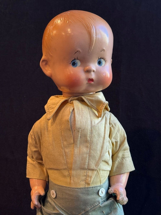 Early Vintage American Effanbee 14.5” Composition Skippy Character Boy Doll