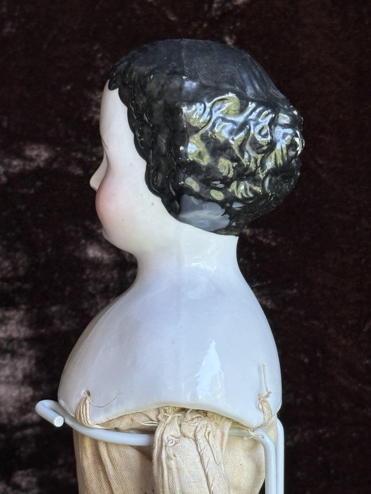 Antique German 16” Flat Top Highbrow China Shoulder Head Doll