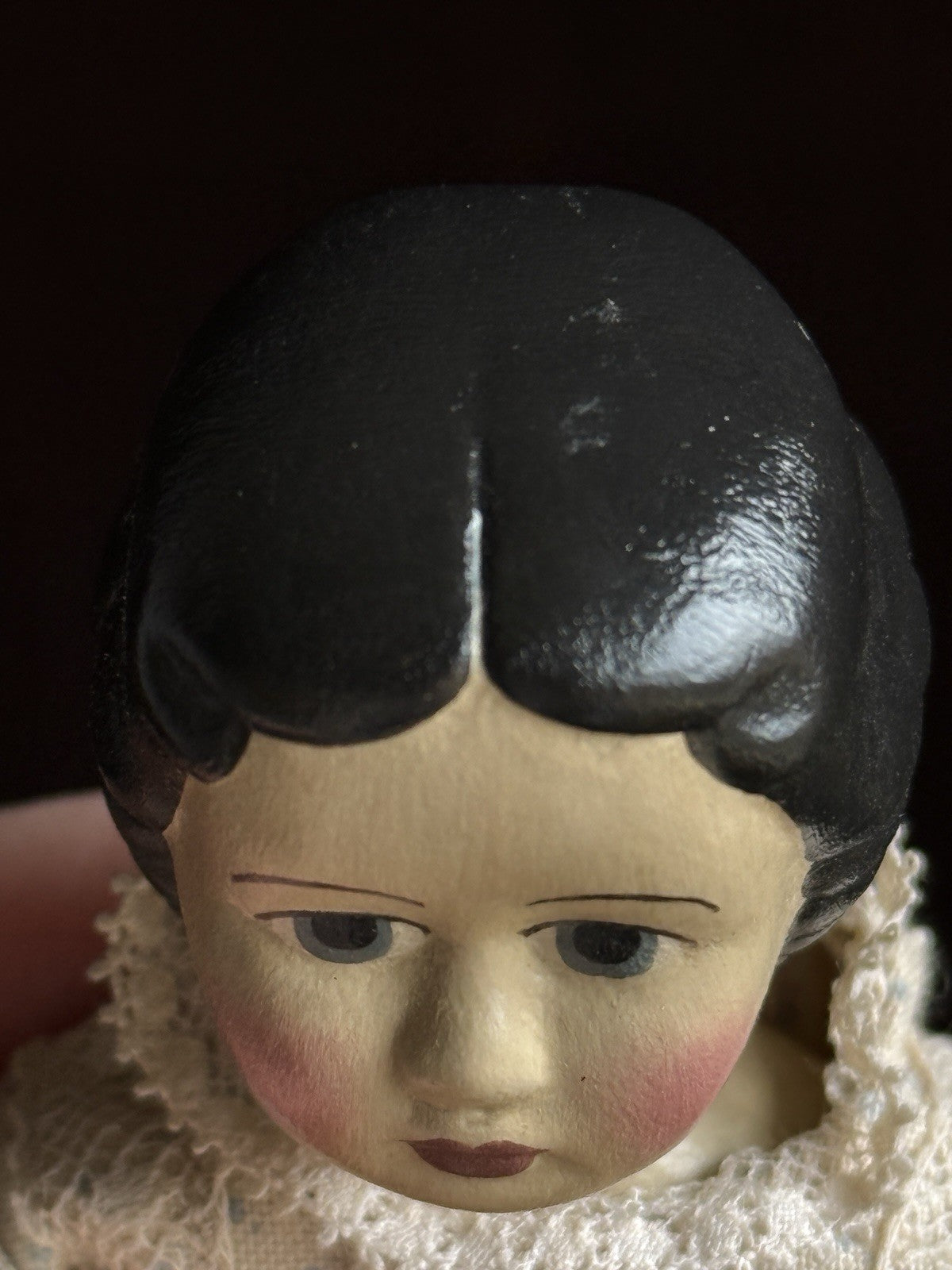 Collectible Handcarved 6.5" Wooden Hitty Girl Doll By Artist Gail Wilson