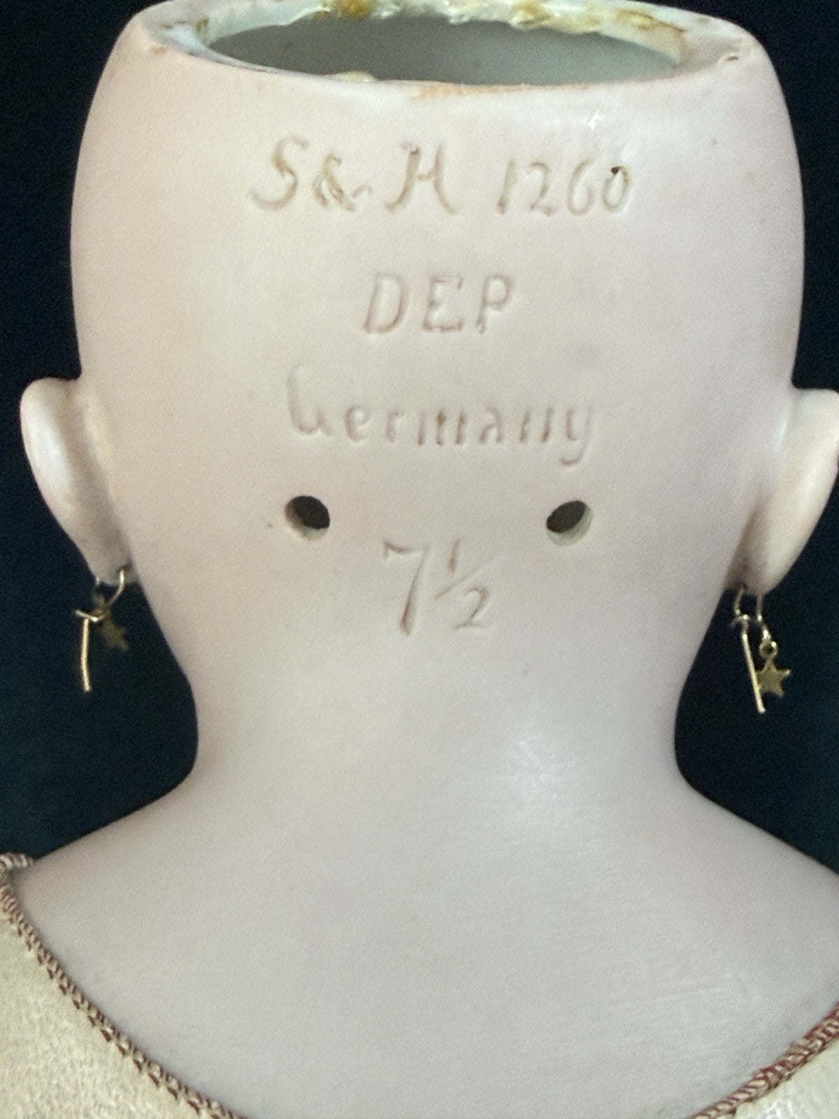 Antique German Simon Halbig Dep 1260 Bisque Head Leather Kid Body 20.5” Doll