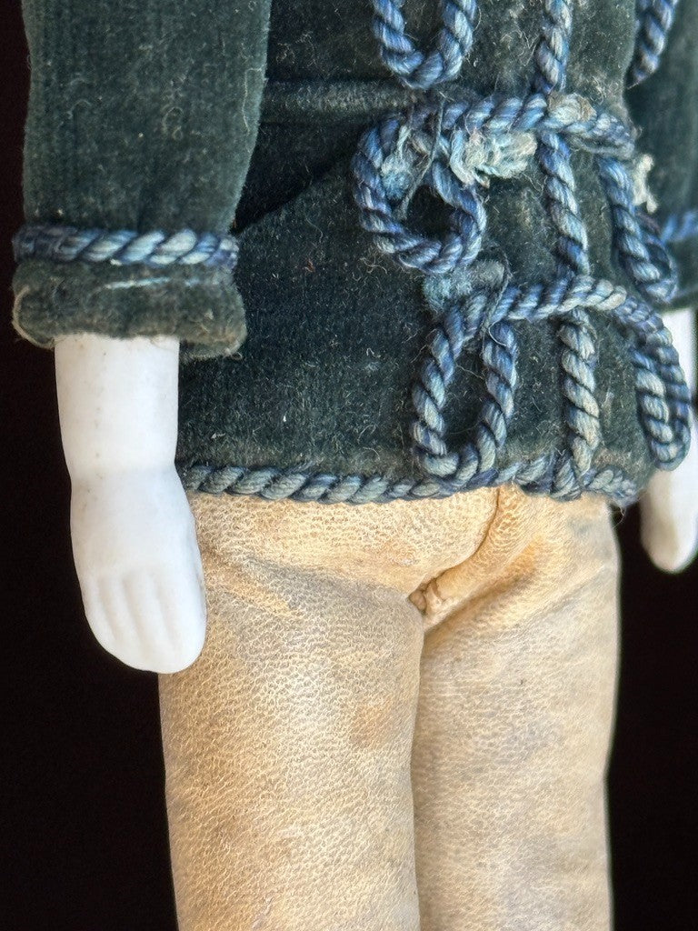 Antique German 7” Bisque Miniature Dollhouse Male Mustache Gentleman Doll
