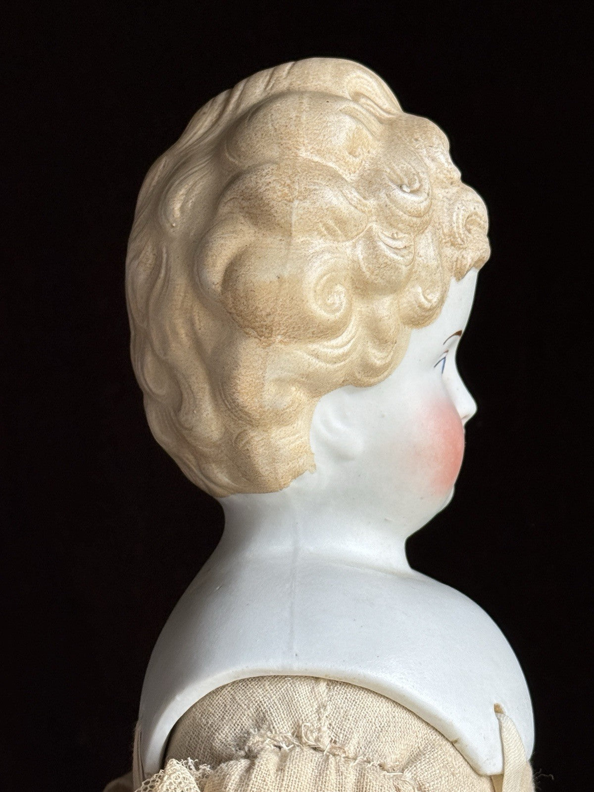 Antique German 22.5” Parian Bisque Head China Doll