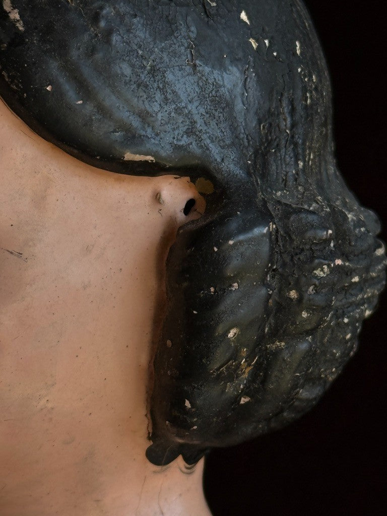 Rare Antique American/French Greiner (?) Papier Mache Glass Eyes Open Mouth Doll