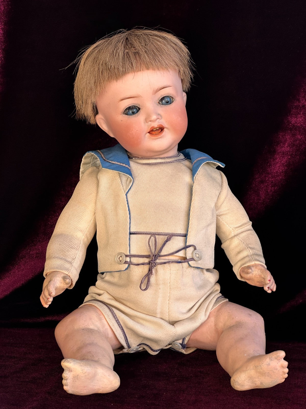 Antique German 15" Heubach Koppelsdorf 342 Bisque Head Character Baby Doll