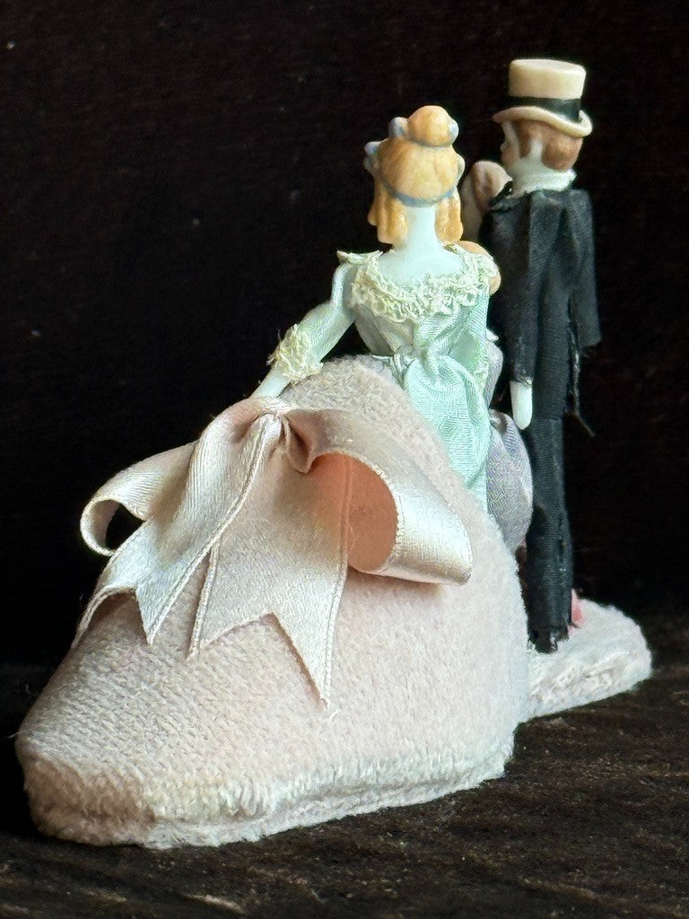 Miniature Porcelain China Doll Display Set in Velvet Shoe by Rosemarie Snyder