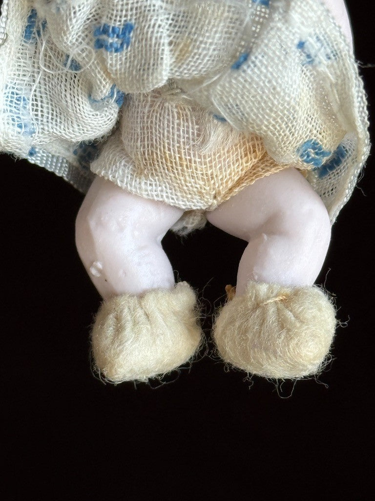 Antique German 2.5" Hertwig Miniature All Bisque Baby Doll with Open Mouth