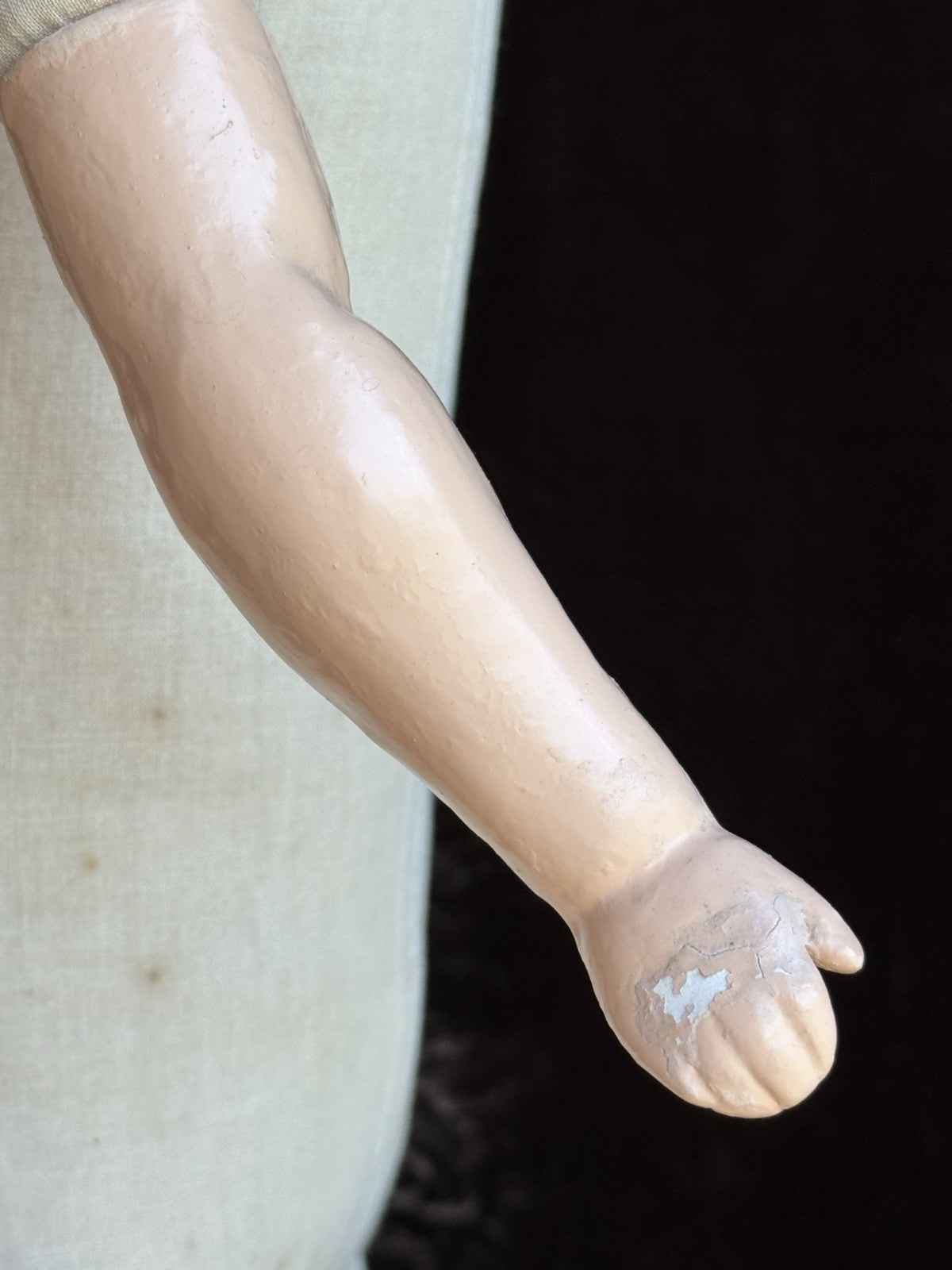 Large Antique German 30” Wax Over Papier Mache Alice Molded Bow Doll
