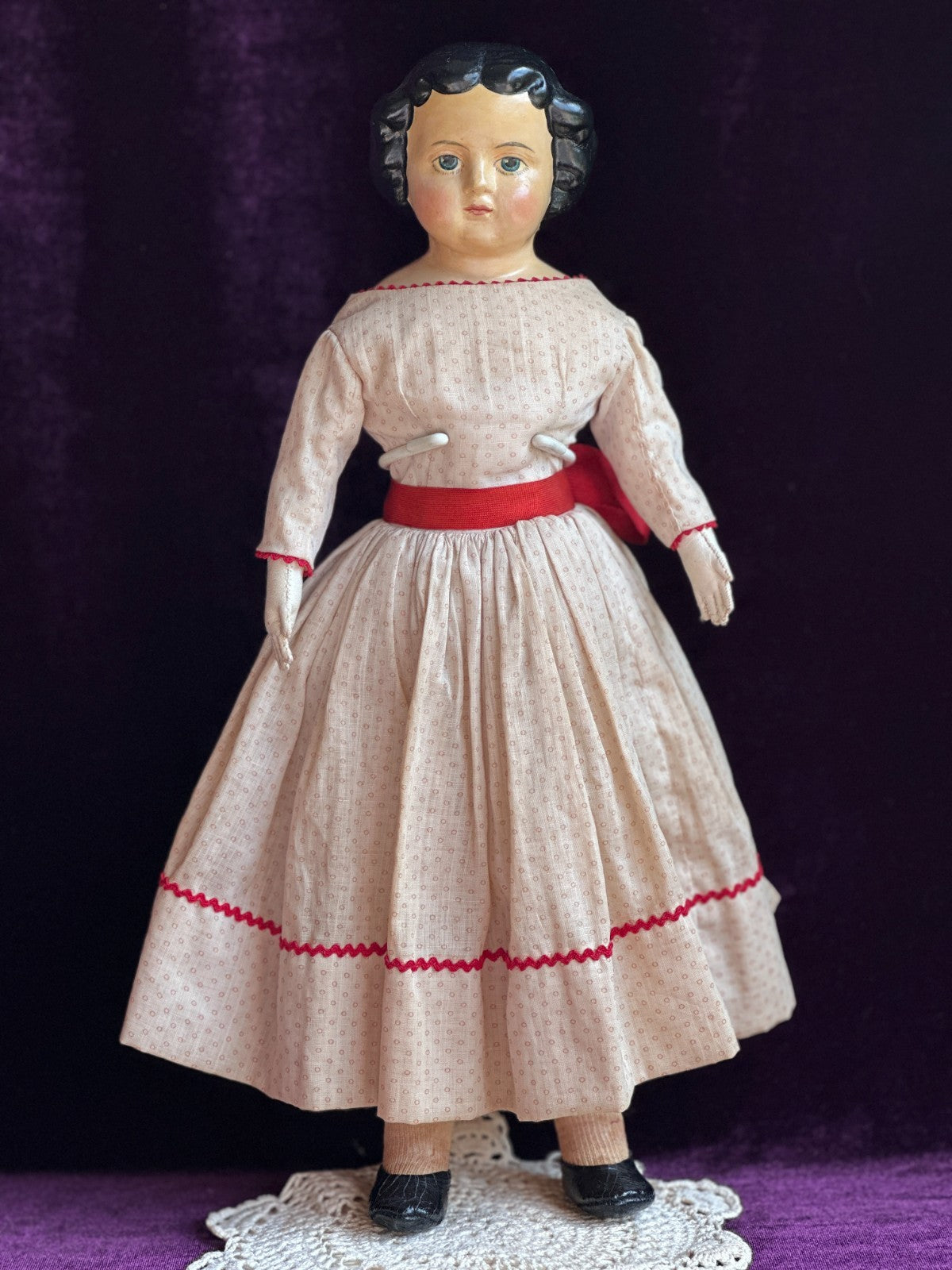 Antique German 15” Dressel Marked Holz-Masse Papier Mache Head Cloth Body Doll