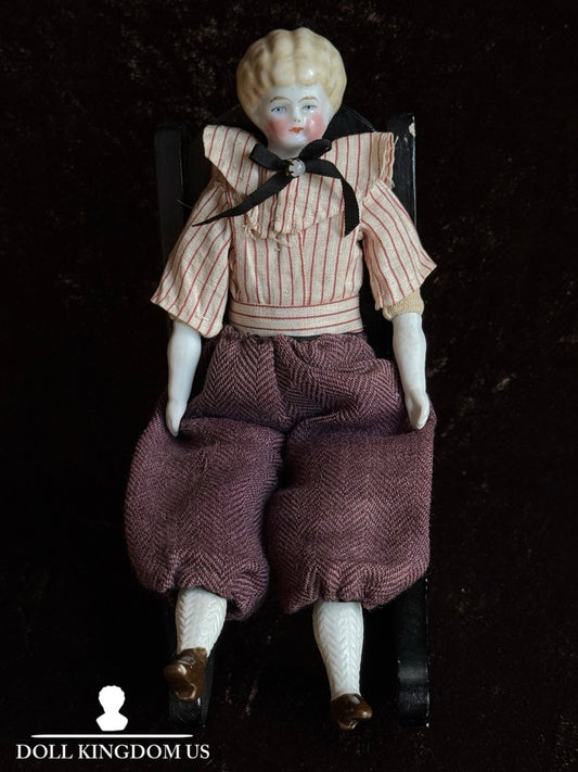 Antique German Cabinet Size 8” Lowbrow China Head Male Doll