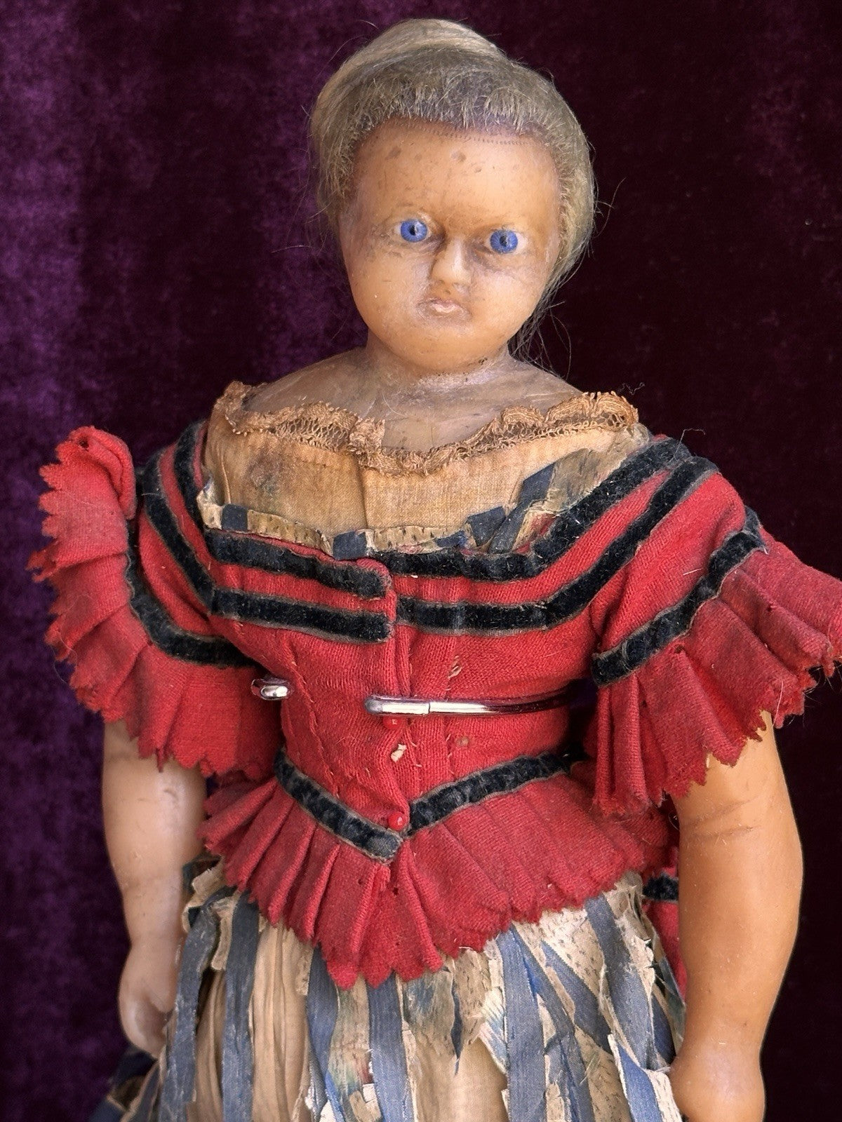 Early Antique English Pierotti 13.5” Wax Fashion Doll