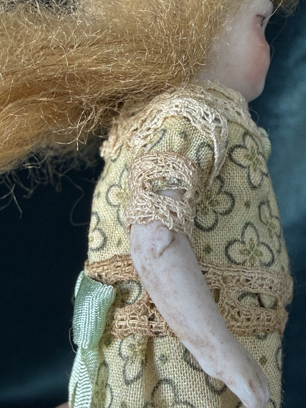 Antique German (?) 3.5” All Bisque Mignonette Dollhouse Doll