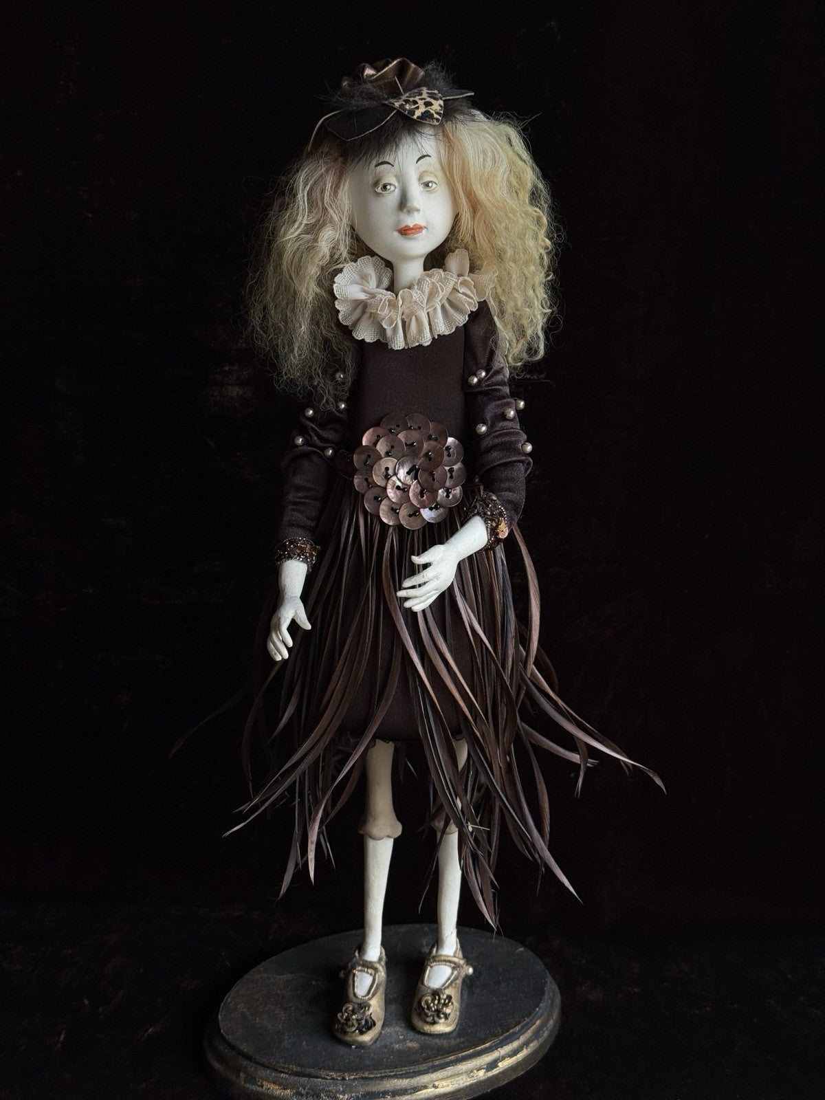 OOAK NIADA 17.5” Artist Ankie Daanen Paper Clay Mixed Media Character Doll