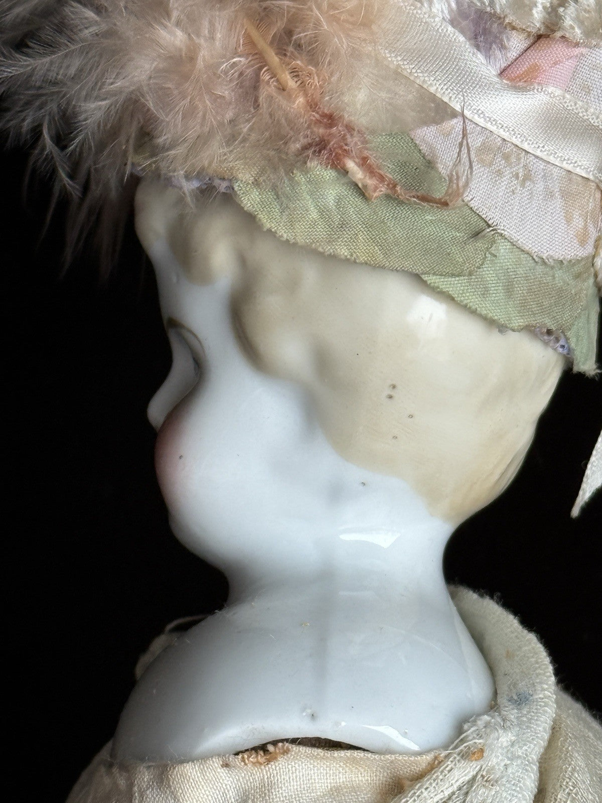 Antique German 14” Lowbrow China Shoulder Head Doll