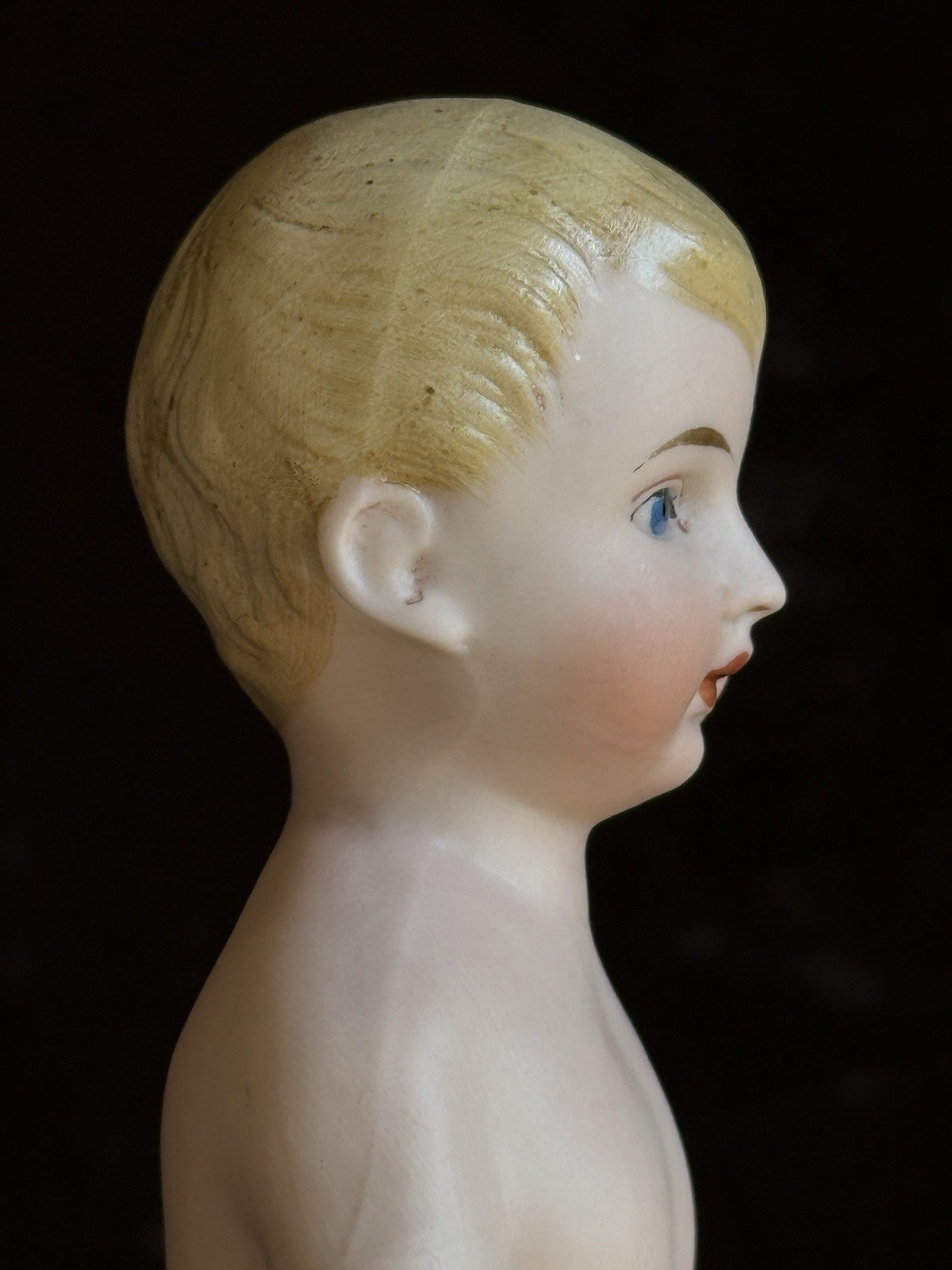 Antique German Bisque Miniature Large 6.5” Frozen Charlie Doll