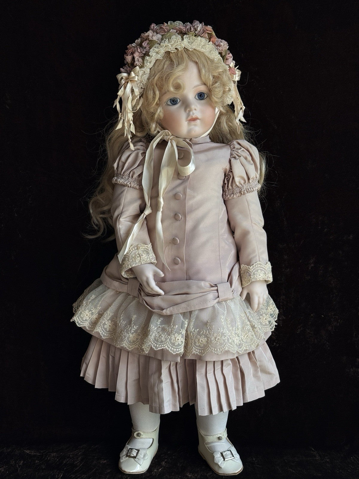 Vintage Large Porcelain Compo 27” Reproduction of Antique French Bru Jne Doll