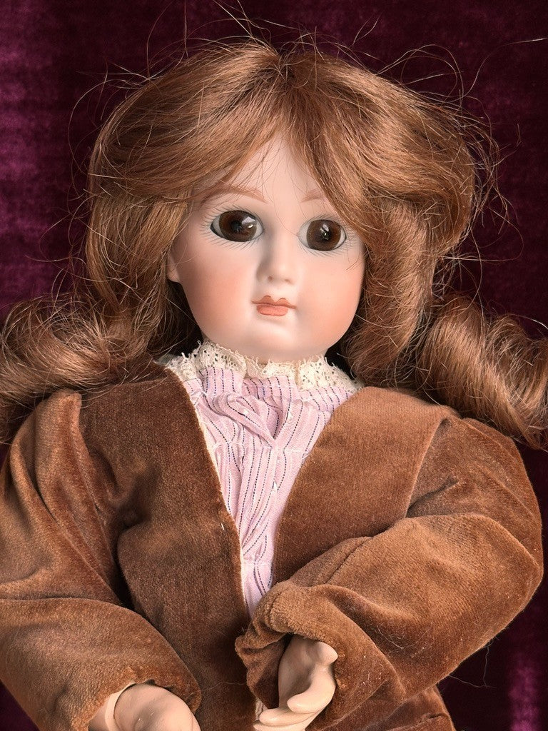 Vintage 16.5" Porcelain Composition Reproduction of Antique French Jumeau Doll