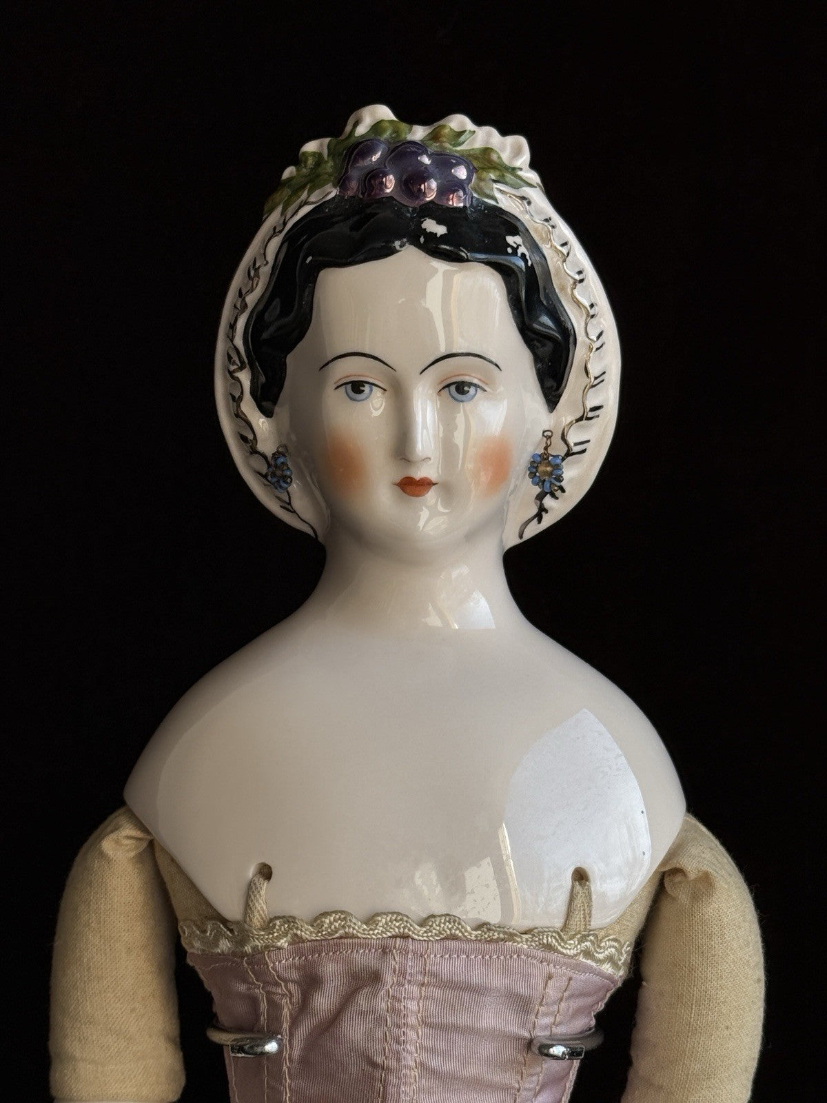 Vintage 1949 Porcelain 18” Reproduction of Antique Grape Lady by Emma Clear