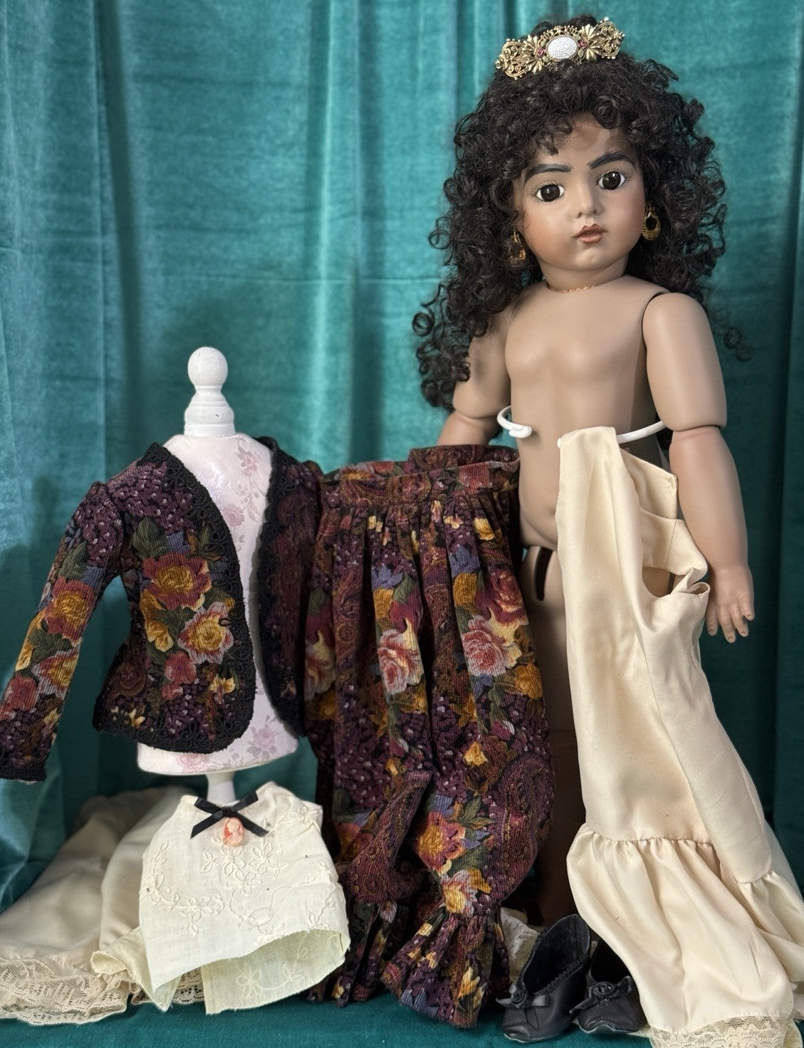 Vintage All Porcelain Reproduction of Antique French Bru Jne 23” Doll