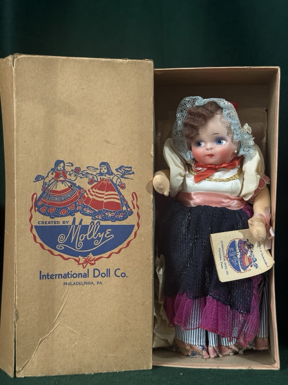 Lot Of 2 Cloth Mask-Face International Dolls; Original Box