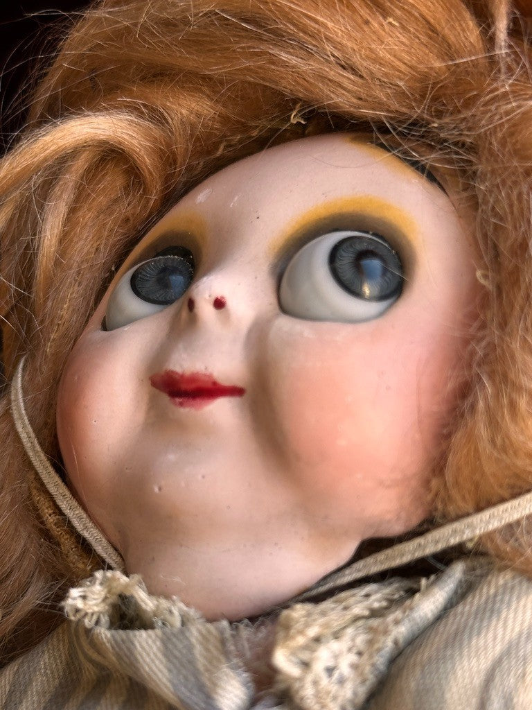 Antique German 9.5" Hug Me Kiddie Felt Composition Face Mask Googly Eyes Doll