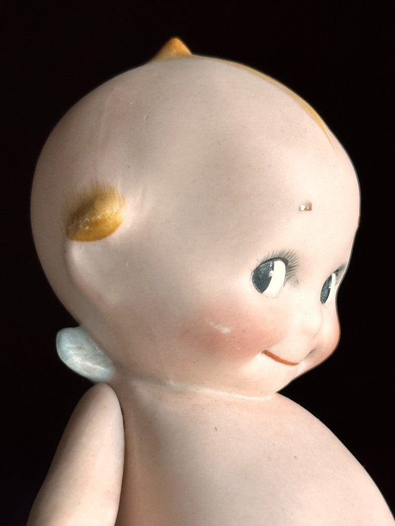 Antique German 6" Rose O’Neill All-Bisque Kewpie Doll Blue Wings