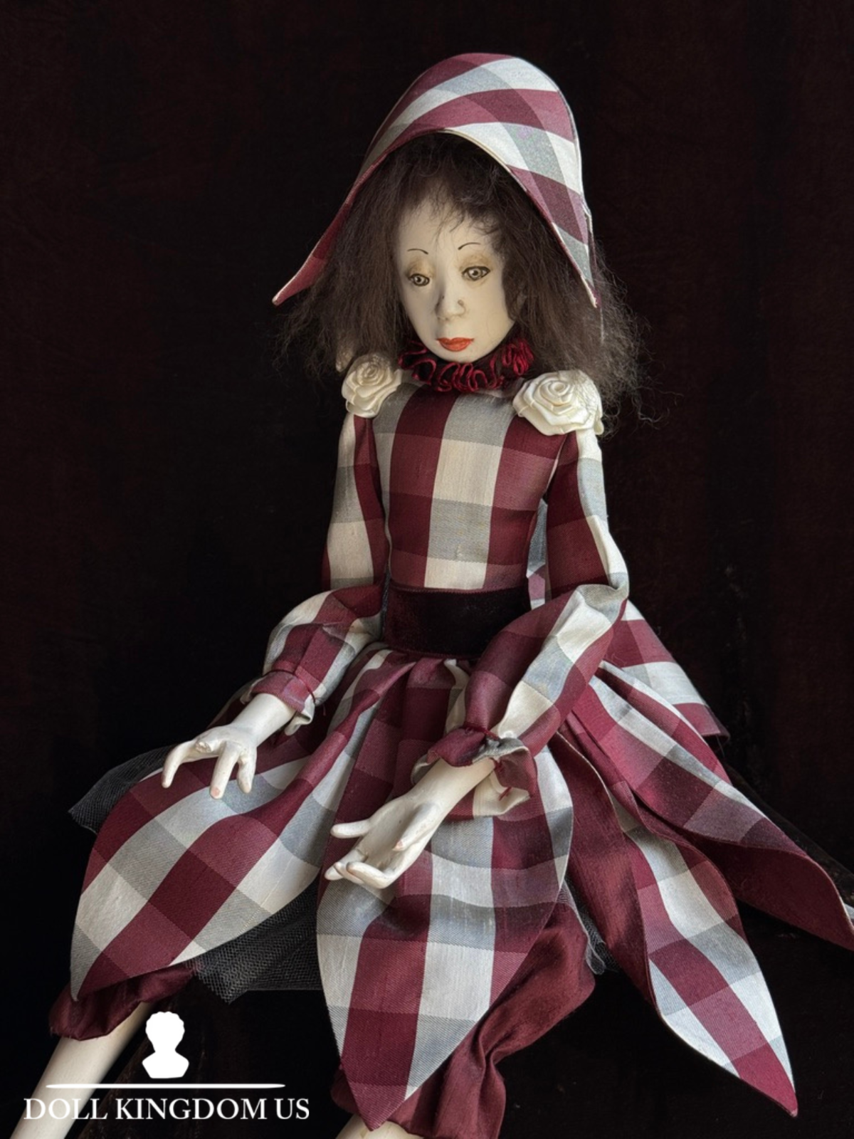 OOAK NIADA Artist Ankie Daanen Paper Clay Mixed Media Pierrot Character Doll