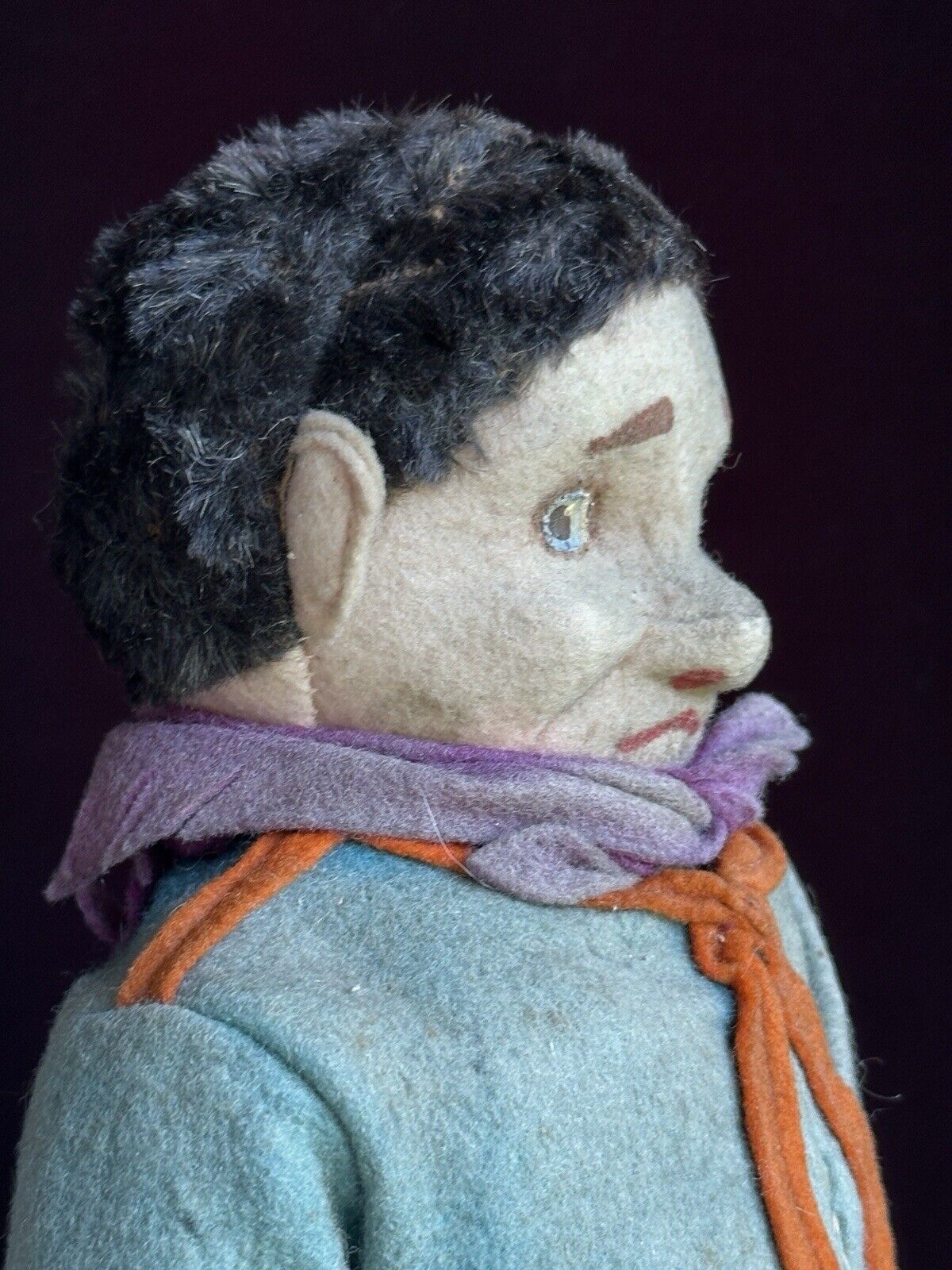 Rare Antique Italian Early Lenci 13.5" Whimsical Character Doll Metal Button