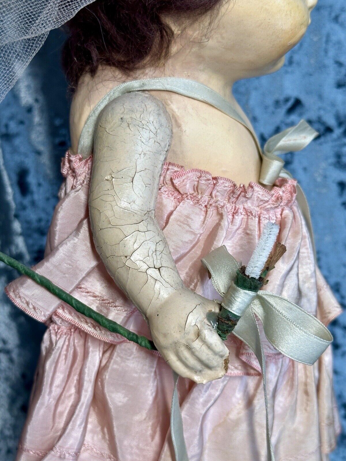 Antique American 17.5” Composition Carnival Prize Bride Doll