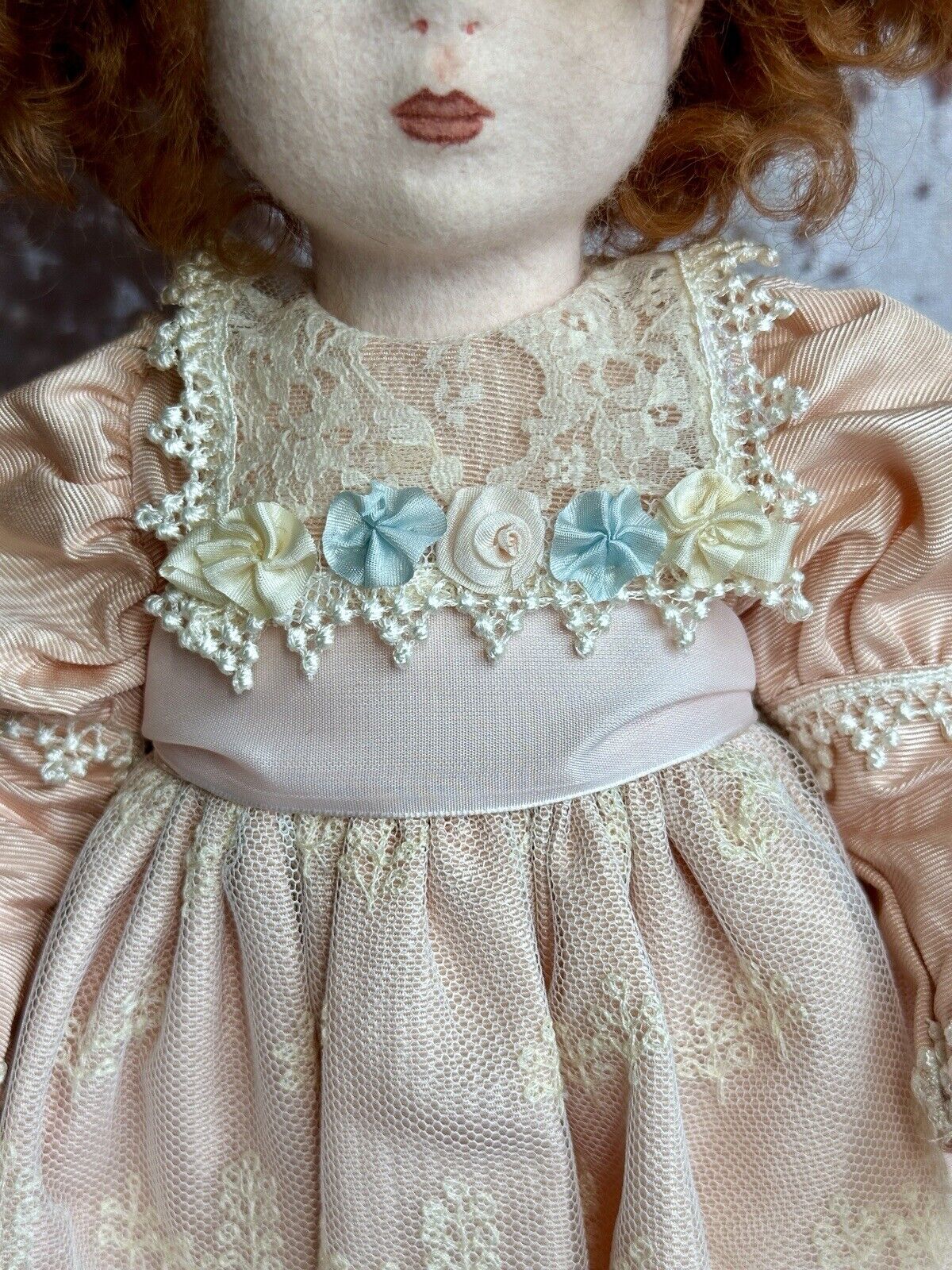 Artist Signed 15.5” Felt Cloth Girl American Beauty Doll By Shirley Peck LE 25