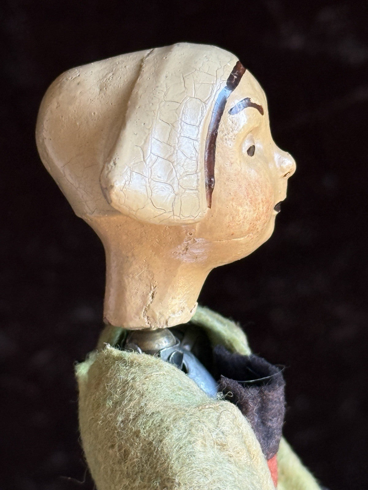 Antique Swiss 8” SABA Bucherer Becassine Ball Jointed Metal Character Doll Toy