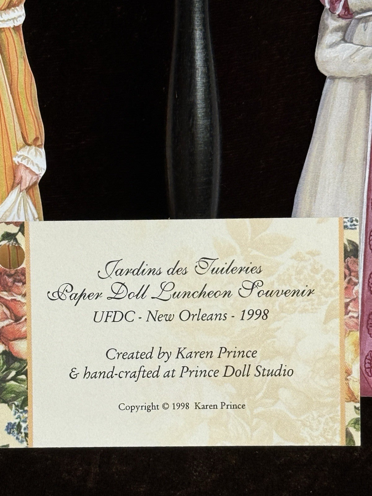 1998 UFDC New Orleans Karen Prince Jardins des Tuileries Paper Doll Souvenir