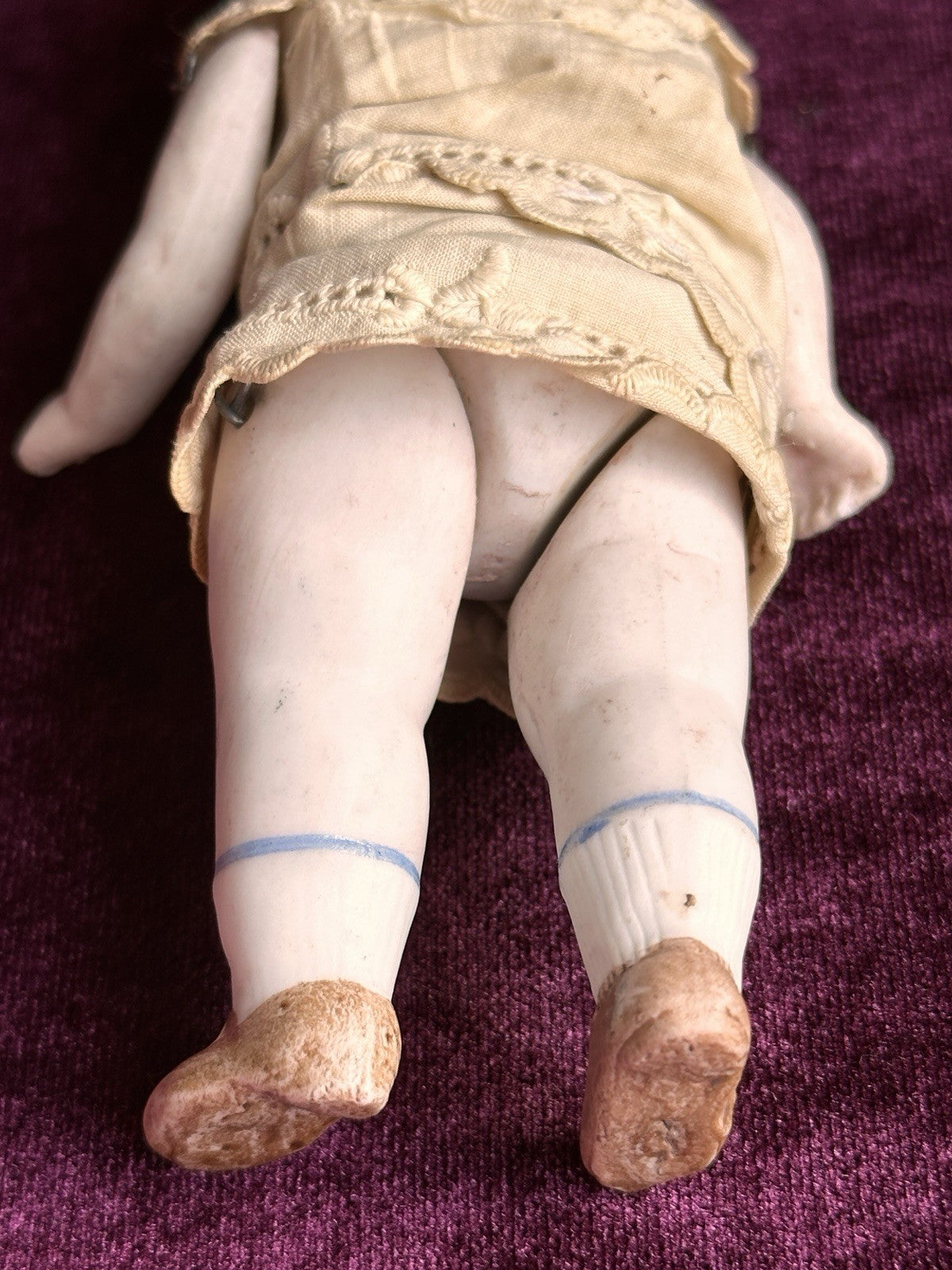 Antique German 5.125” All Bisque Limbach P. 23 Nancy Type Mignonette Doll