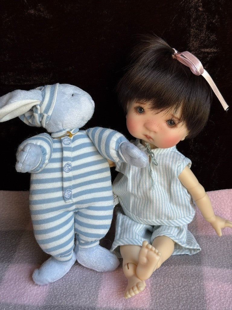 Rare Meadow Tella 11.5" BJD Resin Full Set Doll Dressed with Teddy Bear /Blanket