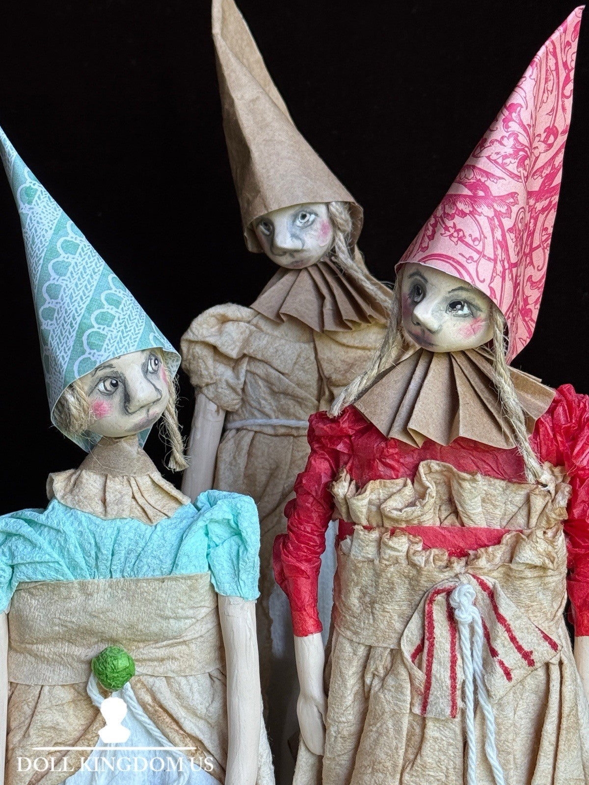 OOAK 3 Contemporary Artist Mixed Media Dolls Figurines