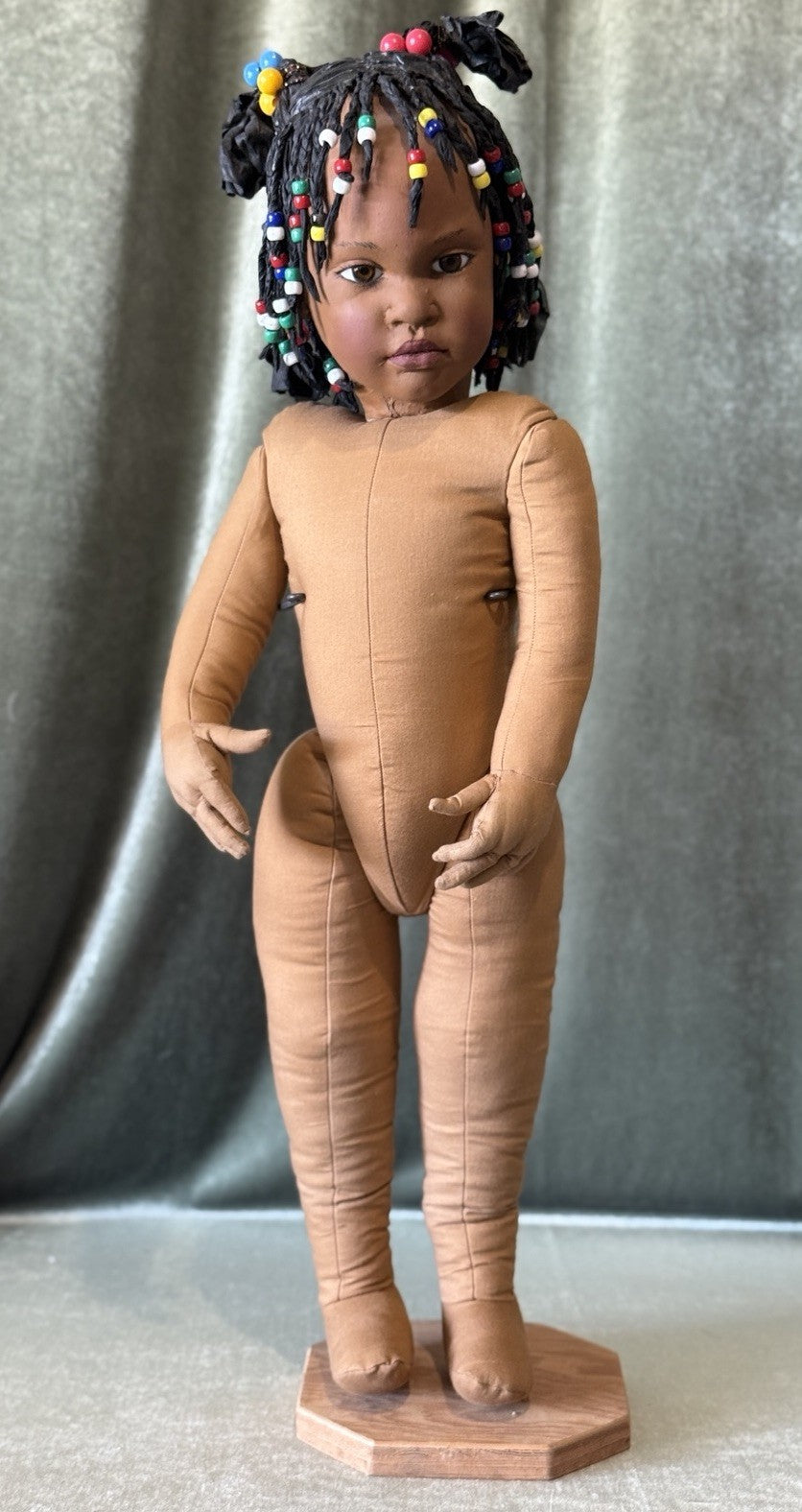OOAK (?) Handmade Cloth And Papier-mâché Like AA 28” Doll