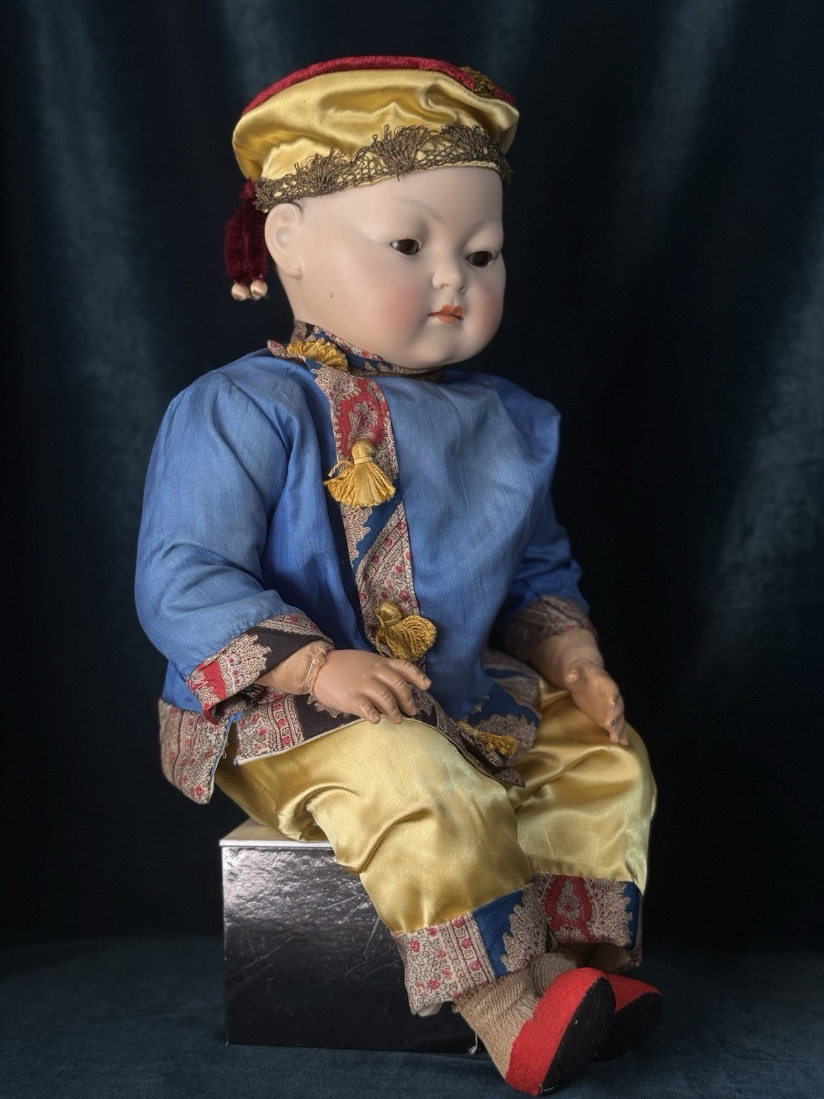 Rare Large 20” German Bisque Portrait of Asian Child by Theodor Recknagel