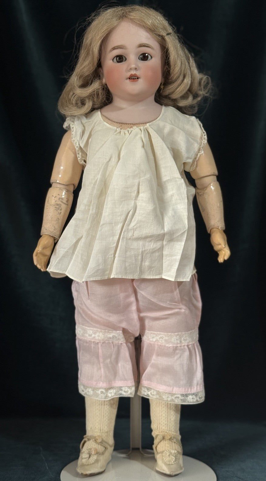 Antique German Simon Halbig Dep 1260 Bisque Head Leather Kid Body 20.5” Doll