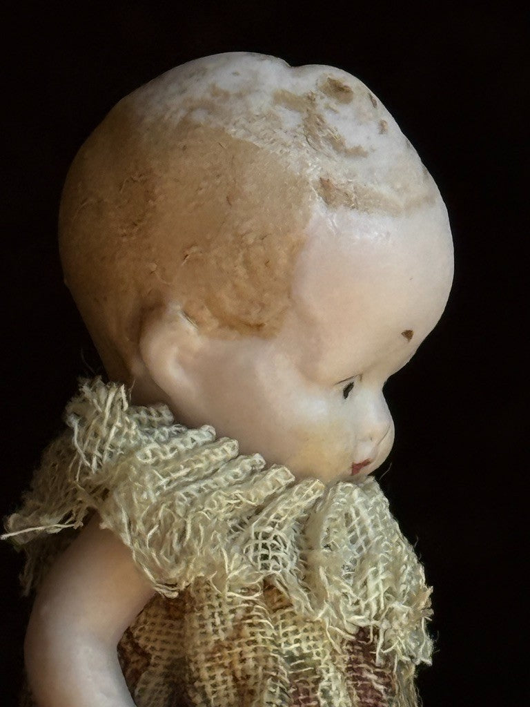 Antique German Hertwig Miniature 2.25" All Bisque Dollhouse Doll