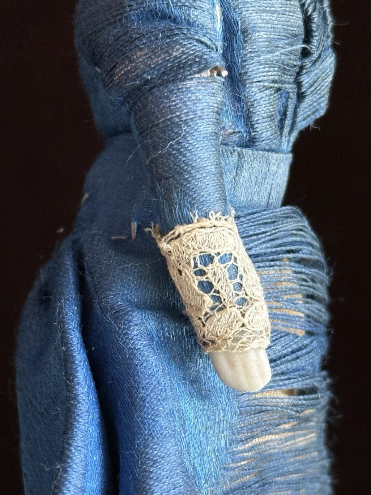 Antique German 5” Bisque Cloth Miniature Dollhouse Parian Character Doll
