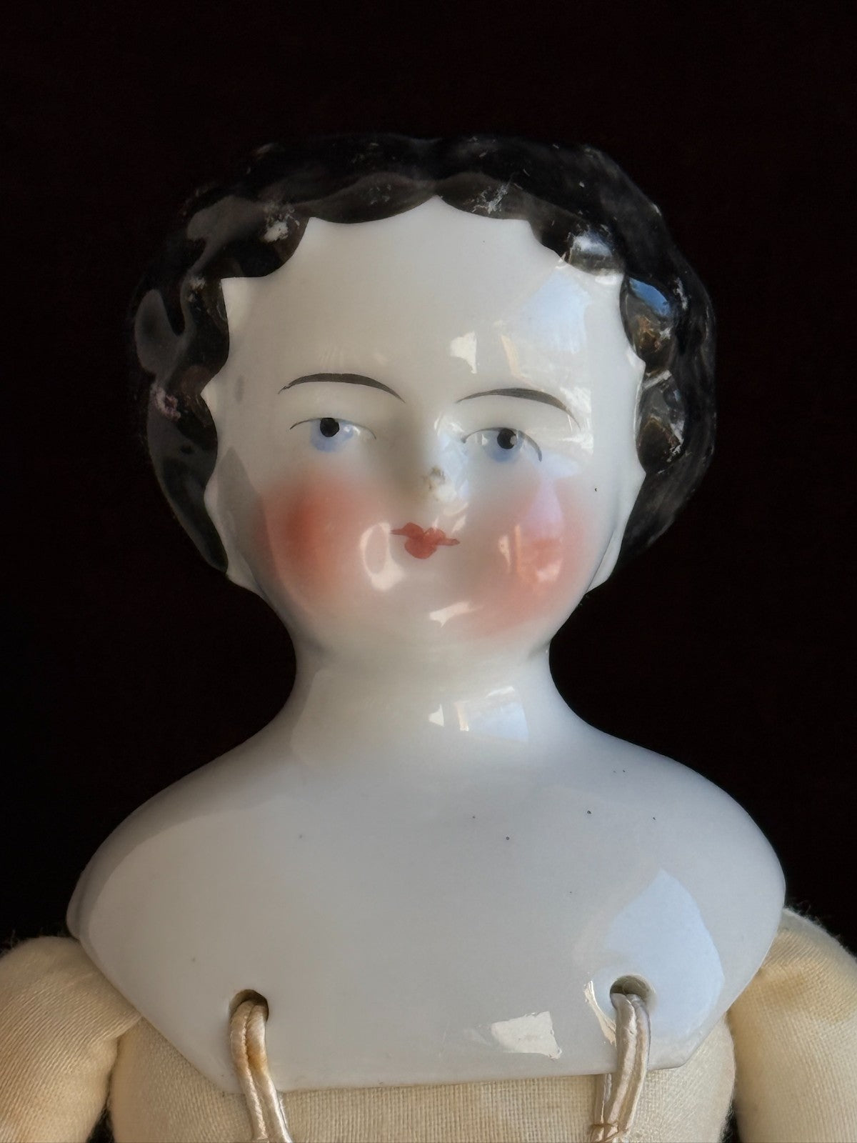 Antique German 11” Flat Top Highbrow China Shoulder Head Doll