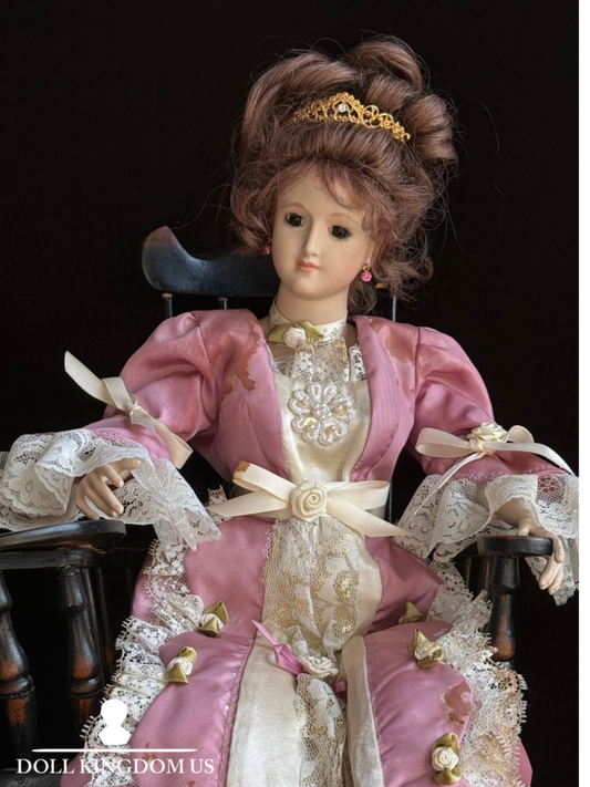 Porcelain 18.5" Reproduction of Antique Bru Lady Grace Caracter Doll with Chair