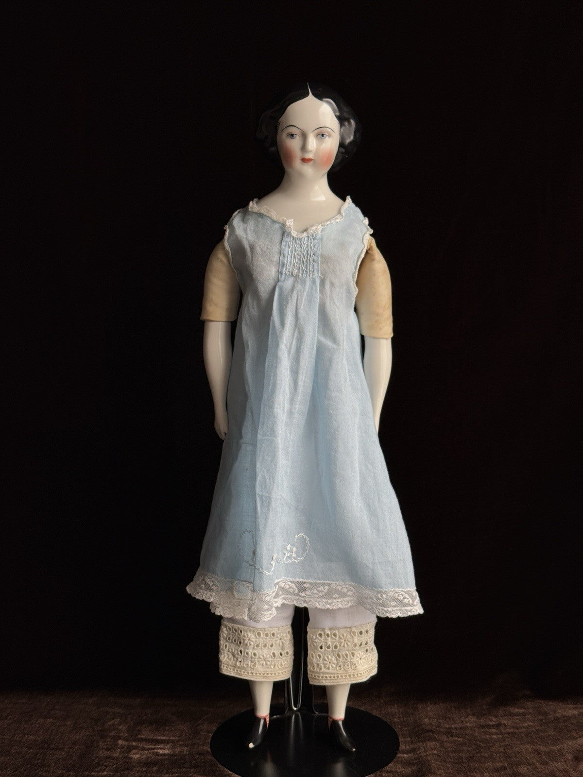 Vintage 18.5” Repro of Antique German Jenny Lind China Head Doll by Emma Clear
