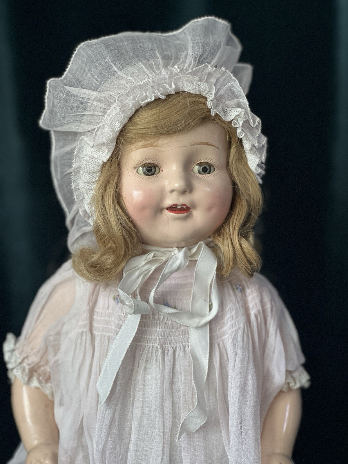 Vintage American E.I.H Horsman Composition 19” Mama Doll All Original Outfit